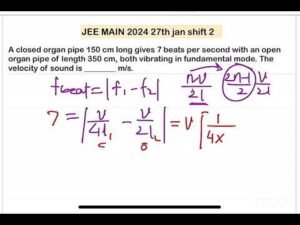 JEE MAIN2024(27jan shift2)A closed organ pipe 150 cm long gives 7 beats persecond with