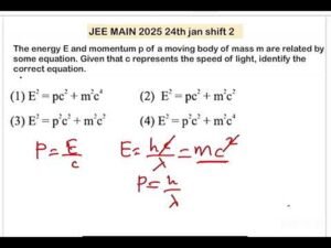 JEE MAIN 2025(24jan shift2) energy E and momentum p of a moving body of mass m are related by some e