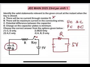 JEE MAIN 2025(23jan shift1)Identify the valid statements relevant to the given circuit at the instan