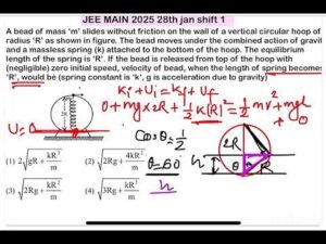 JEE MAIN 2025(28jan shift1)A bead of mass ‘m’ slides without friction on the wall of a vertical circ