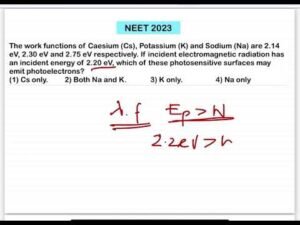 NEET 2023:The work functions of Caesium (Cs), Potassium (K) and Sodium (Na) are 2.14 eV, 2.30 eV and
