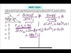 NEET 2024: Alight ray enters through a right angled prism at point P with the angle of incidence 30°