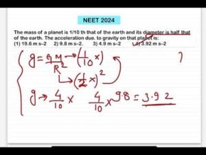 NEET 2024:The mass of a planet is 1/10 th that of the earth and its diameter is half that of the ear