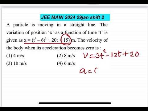 JEE MAIN 2024(29jan shift2): A particle is moving in a straight line. Thevariation of position ‘x’ a