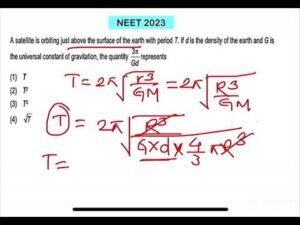 NEET2023:A satellite is orbiting just above the surface of the earth with period T. If d is the dens