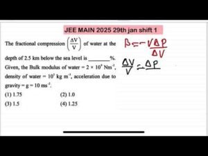 JEE MAIN 2025(29jan shift1)The fractional compression( ∆ V/V) of water at thedepth of 2.5 km below t