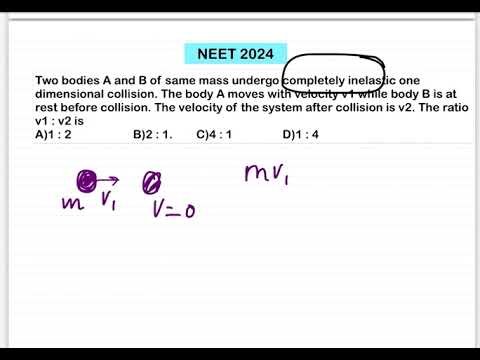 NEET 2024:Two bodies A and B of same mass undergo completely inelastic one dimensional collision. 7 NEET 2024:Two bodies A and B of same mass undergo completely inelastic one dimensional collision.