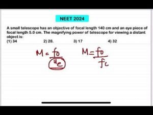 NEET 2024:A small telescope has an objective of focal length 140 cm and an eye piece of focal length