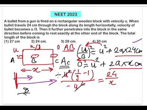 NEET 2023: A bullet from a gun is fired on a rectangular wooden block with velocity u. When bullet