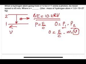 JEE MAIN (29jan shift1)When a hydrogen atom going from n = 2 to n = 1 emits a photon, its recoil spe