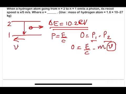 JEE MAIN (29jan shift1)When a hydrogen atom going from n = 2 to n = 1 emits a photon, its recoil spe