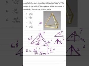 A coil is in the form of equilateral triangle of side ‘ a ‘. The current in the coil is I. The magnetic field at a distance ‘a’ equidistant’ from all the vertices will be
