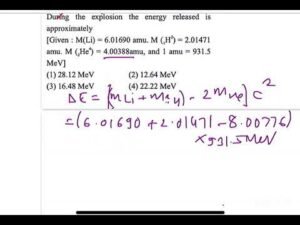 JEE MAIN 2024(29jan shift1)The explosive in a Hydrogen bomb is a mixture of1H2, 1H3 and 3Li6 in