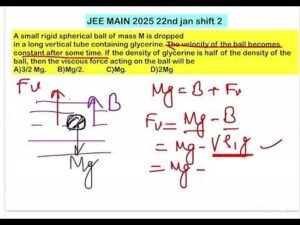 JEE MAIN 2025(22jan shift2)A small rigid spherical ball of mass M is droppedin a long vertical tube