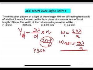 JEE MAIN 2024: How to Calculate Width of 1st Secondary Maxima in Light Diffraction? 11 JEE MAIN 2024: How to Calculate Width of 1st Secondary Maxima in Light Diffraction?