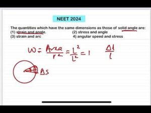 NEET 2024:The quantities which have the same dimensions as those of solid angle are:(1) strain and