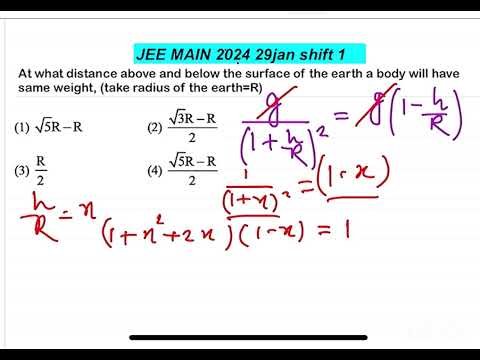 JEE MAIN 2024(29jan shift1)At what distance above and below the surface of the earth a body will