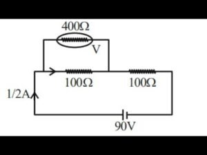 A cell of emf 90 V is connected across series combination of two resistors each of 100Ω resistance. A voltmeter of resistance 400Ω is used to measure the potential difference across each resistor. – Electromagnetism IIT-JEE Question