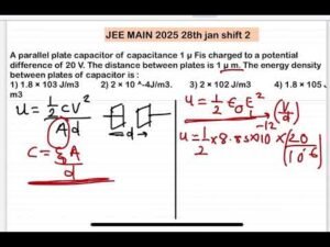 JEE MAIN 2025(28jan shift2)A parallel plate capacitor of capacitance 1 µ Fis charged to a potential