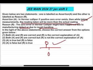 JEE MAIN 2024(27jan shift2)Given below are two statements :Assertion (A):In Vernier calliper if po