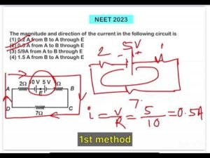 NEET 2023:The magnitude and direction of the current in the following circuit is(1) 0.2 A from B to