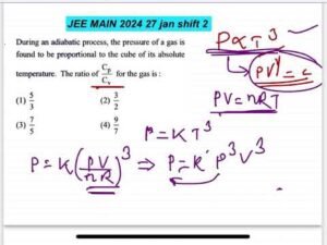 JEE MAIN 2024(27jan shift2)During an adiabatic process, the pressure of a gas isfound to be proporti