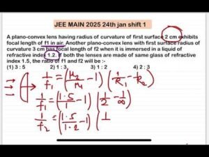 JEE MAIN 2024(24jan shift1)A plano-convex lens having radius of curvature of first surface 2 cm exhi