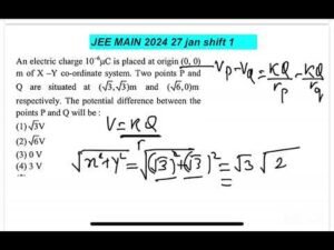 JEE MAIN 2024(27jan shift1)An electric charge 10^–6uC is placed at origin (0, 0)m of X –Y .