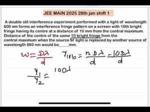 JEE MAIN 1025(28jan shift1)A double slit interference experiment performed with a light of waveleng