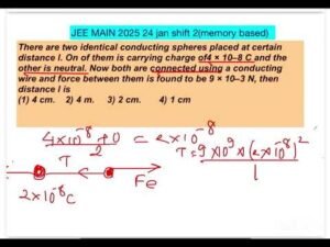 JEE MAIN 2025 (24jan shift2)There are two identical conducting spheres placed atcertain distance l.