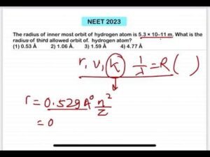NEET2023:The radius of inner most orbit of hydrogen atom is 5.3 × 10–11 m. What is the radius of thi