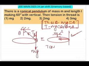 JEE MAIN 2025(24jan shift2)There is a conical pendulum of mass m and length lmaking 60° with vert