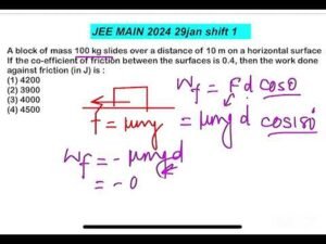 JEE MAIN 2024(29jan shift1) A block of mass 100 kg slides over a distance of 10 m