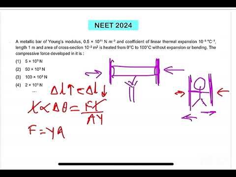 NEET 2024:Ametallic bar of Young’s modulus, 0.5 × 1011 N m–2 and coefficient of linear thermal