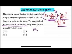 JEE MAIN 2024:(29jan shift1)The potential energy function (in J) of a particle ina region of space