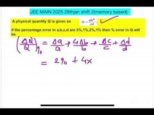JEE main 2025 (29jan shift2)physical quantity Q is given as Q= ab4/cd , if the percentage error is a