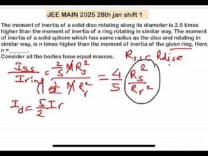 JEE MAIN 2025(28jan shift1)The moment of inertia of a solid disc rotating along its diameter is 2.5