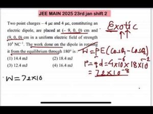 JEE MAIN 2025(23jan shift2)Two point charges – 4 c and 4 c, constituting an electric dipole, are p