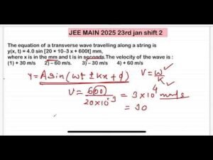 JEE MAIN 2025(23jan shift2)The equation of a transverse wave travelling along a string is y(x, t) =