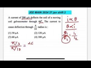 JEE MAIN 2024(27jan shift2)A current of 200 uA deflects the coil of a movingcoil galvanometer throug