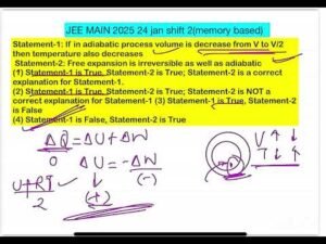 JEE MAIN 2025 (24 jan shift2)Statement-1: If in adiabatic process volume is decrease from V to V/2