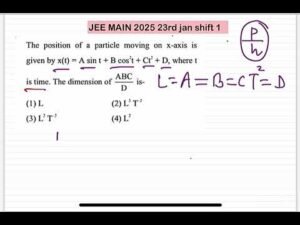 JEE MAIN 2025(23jan shift 1)The position of a particle moving on x-axis is givenbyx(t)=Asint+Bcos2t+