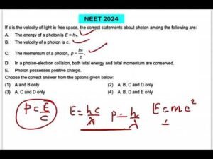 NEET 2024:If c is the velocity of light in free space, the correct statements about photon among