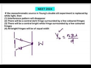 NEET 2024:If the monochromatic source in Young’s double slit experiment is replaced by white light