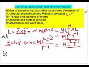 JEE MAIN 2025 (29jan shift1)Which of two physical quantities have same dimensions?(A)angular momentu