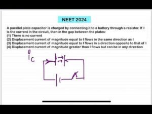 NEET 2024:A parallel plate capacitor is charged by connecting it to a battery through a resistor. If