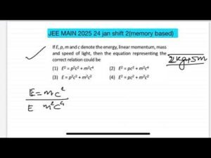 JEE MAIN2025 (24jan shift2)If E, p, m and c denote the energy, linear momentum, massand speed of li