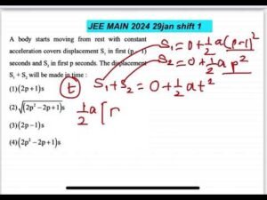 JEE MAIN 2024:(29 jan shift1)A body starts moving from rest with constantacceleration covers displac