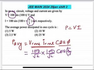 2024 JEE MAIN AC Circuit Voltage and Current Solutions | Average Power Calculation