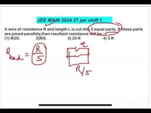 JEE MAIN 2024(27jan shift1) A wire of resistance R and length L is cut into 5 equal parts. If these